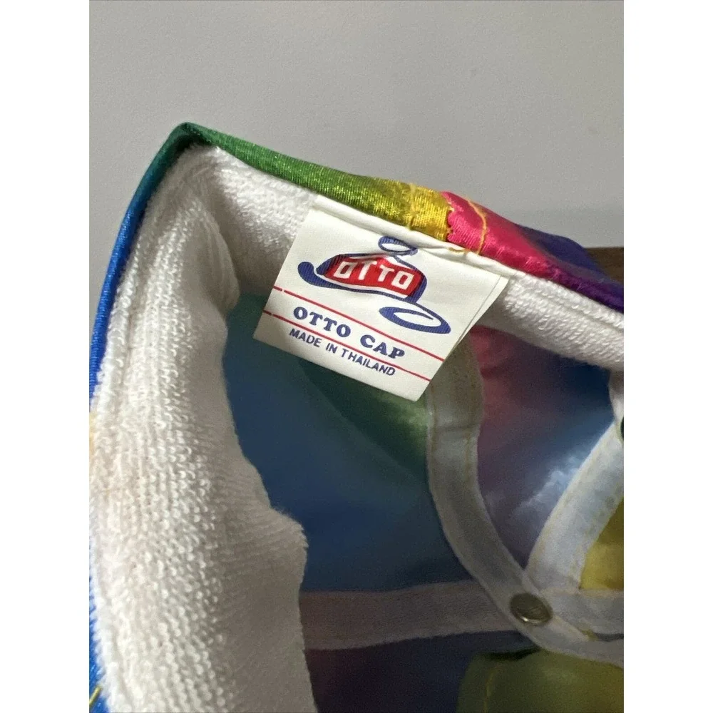 VTG 80s/90s NASCAR Racing Authentics Corded Rainbow/Tie Dye Hat OTTO‎ RARE